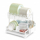 CARLA HOME Dish Drying Rack 2-Tier Kitchen Drainer with Drainboard (White)-2050057499847036937