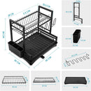 CARLA HOME Dish Drying Rack 2-Tier Kitchen Drainer with Drainboard (White)-2050057499847036936