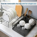 CARLA HOME 2-Tier Dish Drying Rack for Kitchen Counter with Removable Drip Tray, Utensil Holder and Cutlery Organizer (Black)-2050057500035780612
