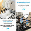 CARLA HOME 2-Tier Dish Drying Rack for Kitchen Counter with Removable Drip Tray, Utensil Holder and Cutlery Organizer (Black)-2050057500035780613