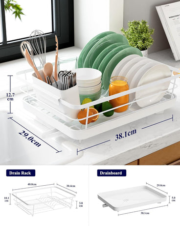 CARLA HOME Dish Drying Rack for Kitchen Counter with Removable Drip Tray, Utensil Holder and Cutlery Organizer-2050057500199358465