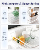 CARLA HOME Dish Drying Rack for Kitchen Counter with Removable Drip Tray, Utensil Holder and Cutlery Organizer-2050057500199358466