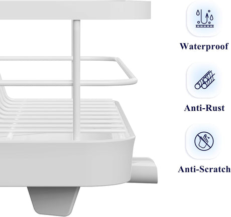 CARLA HOME Dish Drying Rack for Kitchen Counter with Removable Drip Tray, Utensil Holder and Cutlery Organizer-2050057500199358467