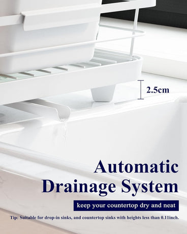 CARLA HOME Dish Drying Rack for Kitchen Counter with Removable Drip Tray, Utensil Holder and Cutlery Organizer-2050057500199358468