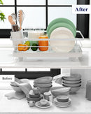 CARLA HOME Dish Drying Rack for Kitchen Counter with Removable Drip Tray, Utensil Holder and Cutlery Organizer-2050057500199358469