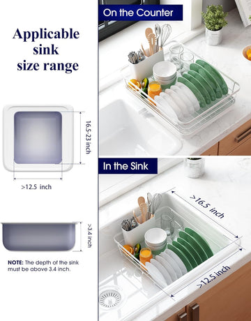 CARLA HOME Dish Drying Rack for Kitchen Counter with Removable Drip Tray, Utensil Holder and Cutlery Organizer-2050057500199358471