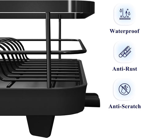 CARLA HOME Dish Drying Rack for Kitchen Counter with Removable Drip Tray, Utensil Holder and Cutlery Organizer-2050057500362936325