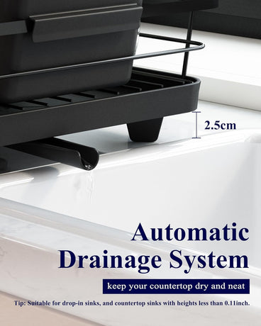 CARLA HOME Dish Drying Rack for Kitchen Counter with Removable Drip Tray, Utensil Holder and Cutlery Organizer-2050057500362936326