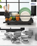 CARLA HOME Dish Drying Rack for Kitchen Counter with Removable Drip Tray, Utensil Holder and Cutlery Organizer-2050057500362936327