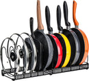 CARLA HOME Expandable Pot and Pan Organizer Rack for Cabinet with 10 Adjustable Dividers, Lid & Cookware Holder for Kitchen Pantry or Countertop Storage-2050057500530708480