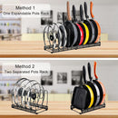 CARLA HOME Expandable Pot and Pan Organizer Rack for Cabinet with 10 Adjustable Dividers, Lid & Cookware Holder for Kitchen Pantry or Countertop Storage-2050057500530708483