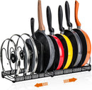 CARLA HOME Expandable Pot and Pan Organizer Rack for Cabinet with 10 Adjustable Dividers, Lid & Cookware Holder for Kitchen Pantry or Countertop Storage-2050057500530708486