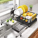 CARLA HOME Expandable Dish Drying Rack with Drainage Spout, Utensil Holder & Drainboardfor Kitchen Countertop Organizer (1 tier)-2050057501034024960