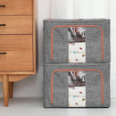 CARLA HOME 3 pack Large Clothes Storage Bins with Lids for Clothing, Bedding, Blankets, Toys (66L capacity - Grey)-2050057507010908165