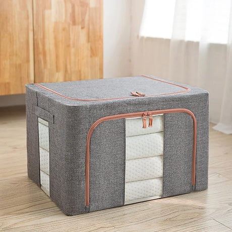 CARLA HOME 3 pack Large Clothes Storage Bins with Lids for Clothing, Bedding, Blankets, Toys (66L capacity - Grey)-2050057507010908168