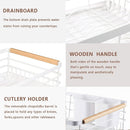 CARLA HOME Dish Drying Rack with Wooden Handles, Removable Cutlery Holder & Drainboard for Kitchen Countertop-2050057509250666498