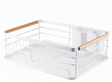 CARLA HOME Dish Drying Rack with Wooden Handles, Removable Cutlery Holder & Drainboard for Kitchen Countertop-2050057509250666502