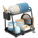 CARLA HOME 2-Tier Dish Drying Rack for Kitchen Countertop with Drainage Tray, Utensil Holder, Cutting Board Slot & Cup Hooks-2050057509548462085