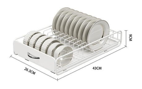 CARLA HOME Pull Out Dish Rack for Kitchen Cabinet with Slide Out Drawer Organizer for Plates, Bowls & Utensils-2050057509703651335
