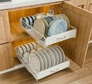 CARLA HOME 2 Pack Pull Out Dish Rack for Kitchen Cabinet with Slide Out Drawer Organizer for Plates, Bowls & Utensils-2050057509863034880