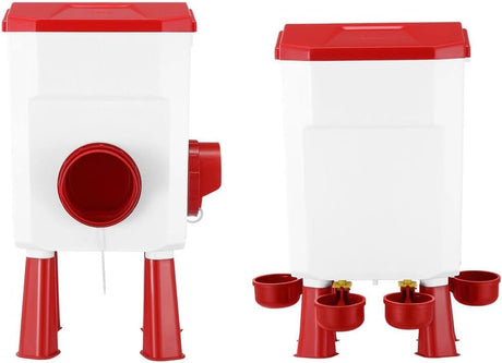 CARLA HOME Automatic Chicken Feeder Waterer Set with 8KG Food 7L Water Capacity for Coop, Chickens, Ducks, Quails (Red)-2050057513818263552