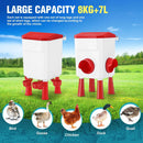 CARLA HOME Automatic Chicken Feeder Waterer Set with 8KG Food 7L Water Capacity for Coop, Chickens, Ducks, Quails (Red)-2050057513818263558