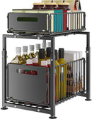 CARLA HOME 2- Pack Under Sink Organizer with Sliding Drawers & Height Adjustable for Kitchen Bathroom Cabinet Organization-2050057520453652489