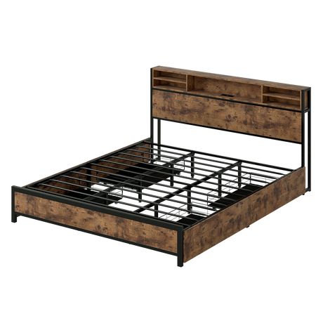 Levede King Bed Frame Industrial Storage LED Charing-2050056748445863944