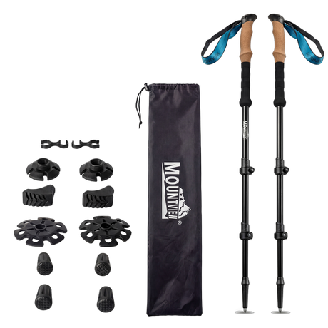 Mountview 2 Pcs Hiking Trekking Poles Walking Stick Adjustable Lightweight Black-2050059022798819336