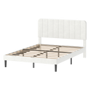 Levede Double Bed Frame Upholstered Adjustable Headboard Bed Platform White-2050056771384512520
