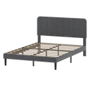 Levede Double Bed Frame Upholstered Adjustable Headboard Bed Platform Dark Grey-2050056771191574536