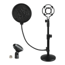 Levede Desktop Microphone Stand Adjustable Pop Filter Shock Mount Base Kit Black-2050056791613640712