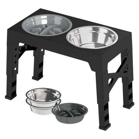 PaWz Elevated Dog Bowls 2 Stainless Steel Bowls and 1 Slow Feeder Bowl-2006732715726082056
