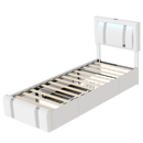 Levede Single Bed Frame Leather Headboard RGB 2 Drawers-2050056740216639496
