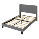Levede Metal Wooden Bed Frame Queen Panel Plush Upholstered Soft Headboard Grey-2050056770835058696