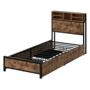 Levede Single Bed Frame Industrial Storage LED Charing-2050056748655579144