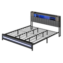 Levede King Bed Frame with Storage Headboard RGB LED-2050056749263753224