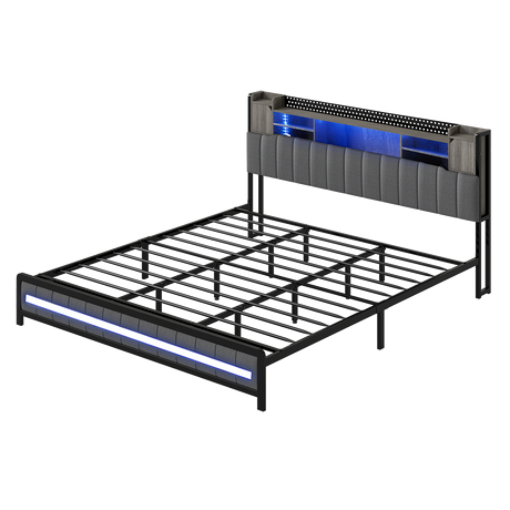 Levede King Bed Frame with Storage Headboard RGB LED-2050056749263753224