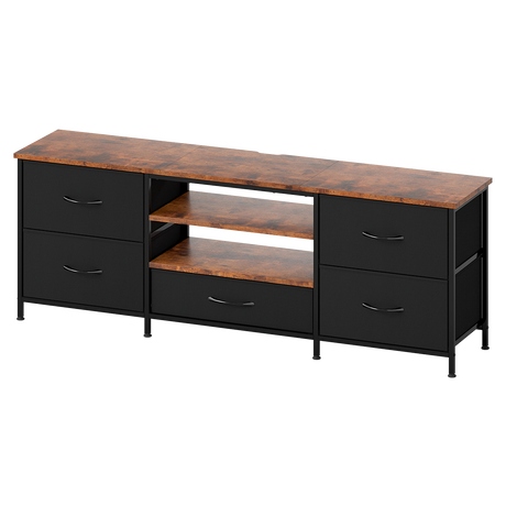 Levede TV Stand Cabinet Entertainment Unit Stand 140cm 5 Drawers Storage Shelves-2050056768209424393