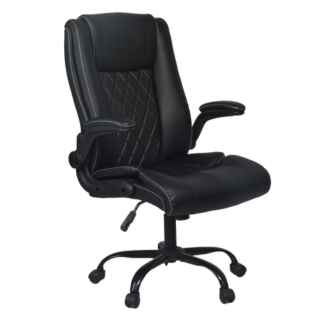 Levede Executive Office Chair Footrest PU Leather Tilt Gaming Work Seat Black-2050056783220838408