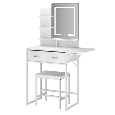Levede Dressing Table LED Makeup Mirror Stool Set Vanity Desk Fold-up Panel-2050056768968593417