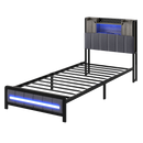 Levede Single Bed Frame with Storage Headboard RGB LED-2050056749460885512