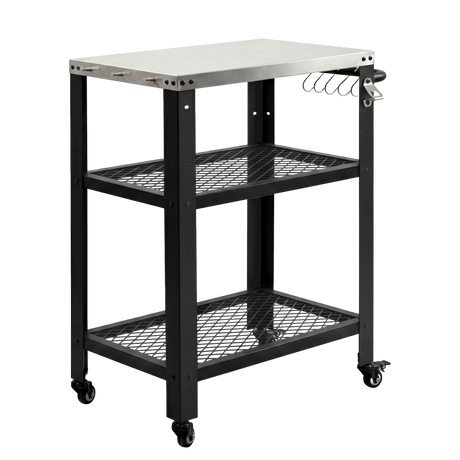 Levede Outdoor Kitchen Cart Mobile BBQ Grill Trolley Stainless Steel Prep Table-2050059021725077512