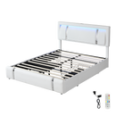 Levede King Bed Frame Leather Headboard RGB 2 Drawers-2050056740011118600
