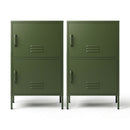 Artiss 2x Buffet Sideboard Cabinet Storage Cupboard 2 Doors Metal Green DOUBLE