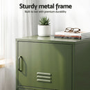 Artiss 2x Buffet Sideboard Cabinet Storage Cupboard 2 Doors Metal Green DOUBLE