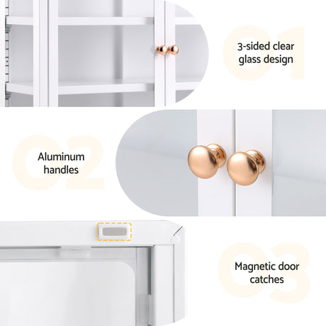 Artiss Buffet Cabinet Sideboard Wall Mounted Clear Display Storage 60cm White