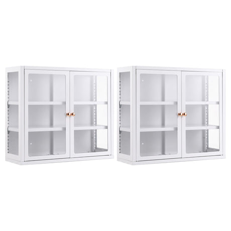 Artiss Buffet Cabinet Sideboard X2 Wall Mounted Clear Display Storage 60cm White