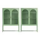 Artiss 2x Buffet Sideboard Cabinet ELMA Cupboard Storage Mesh Doors Metal Green