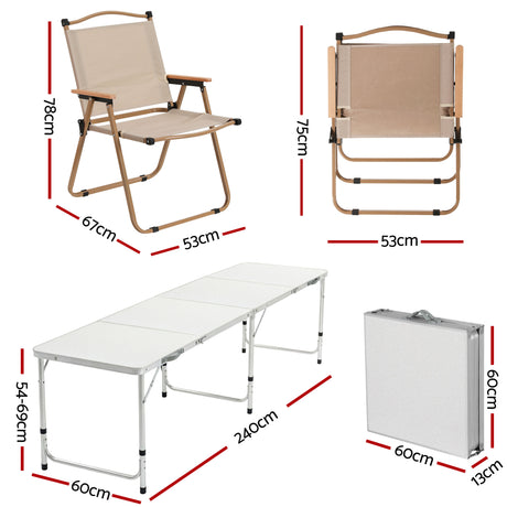 Weisshorn 7pc Camping Table Chair Set Outdoor Folding Aluminium Portable Picnic